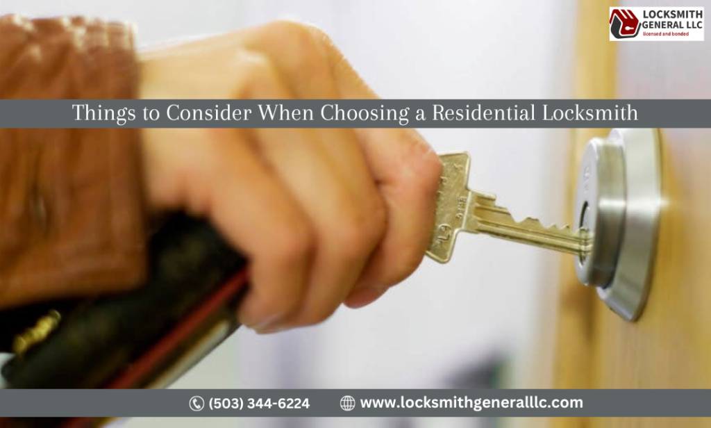 Things to Consider When Choosing a Residential Locksmith